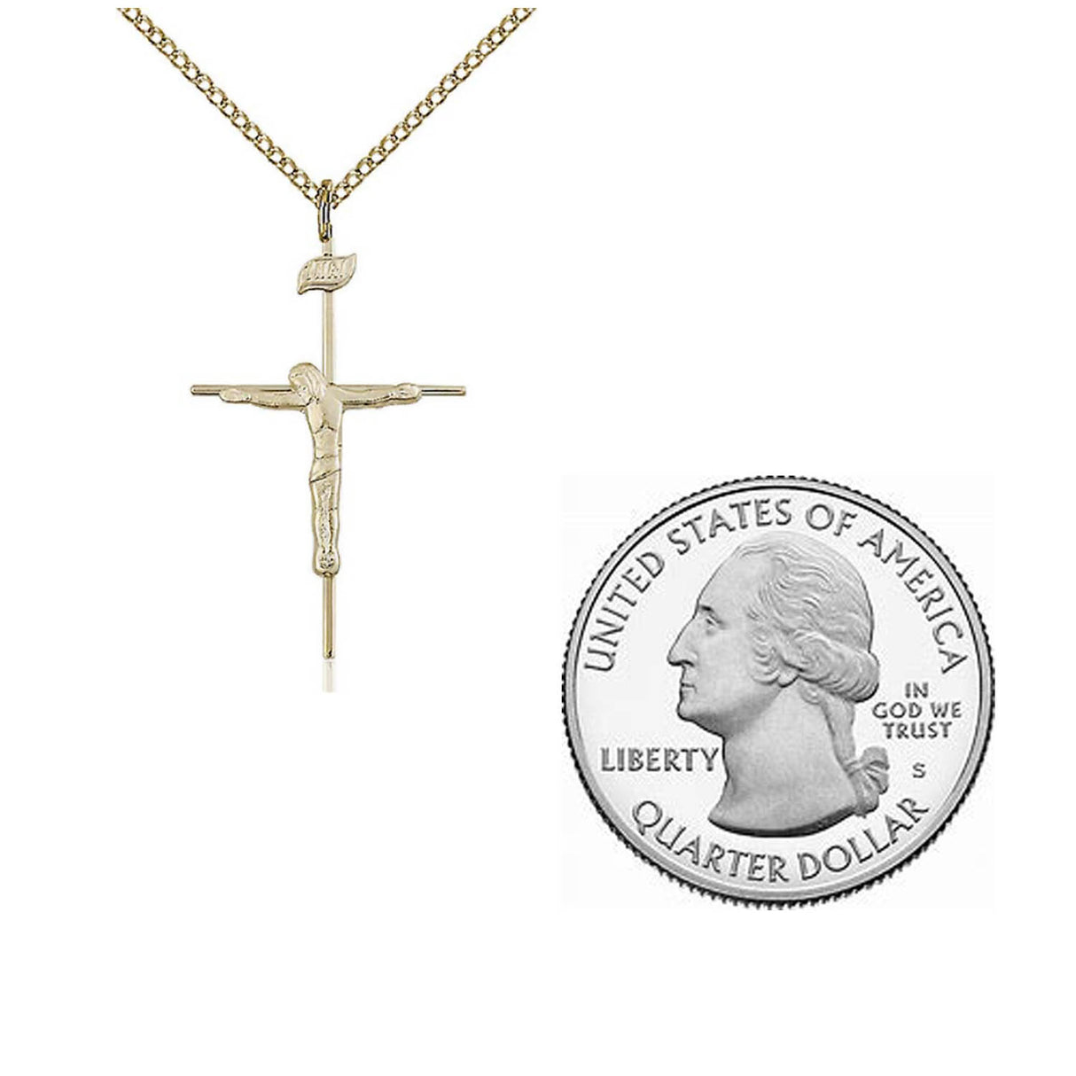 Gold Filled High Polished Crucifix Pendant - 0010GF