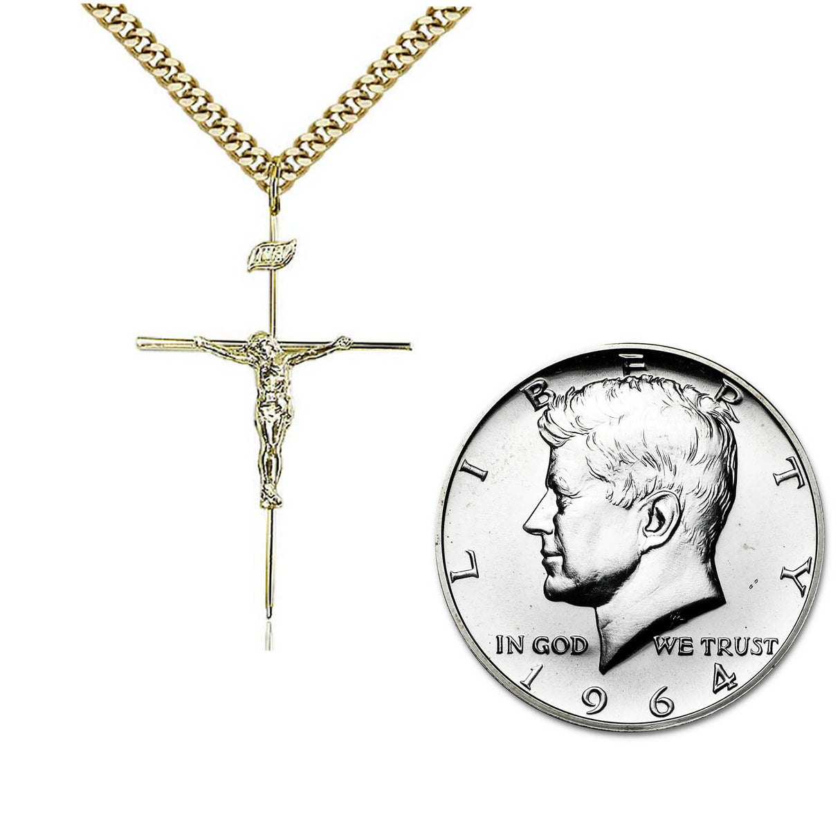 Gold Filled High Polished Crucifix Pendant - Large 0011CGF