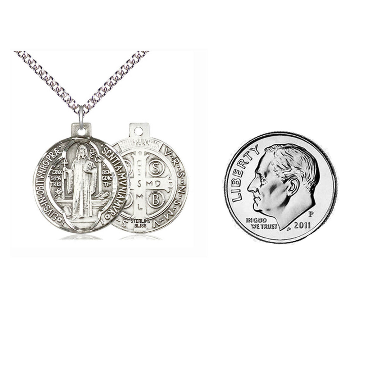 Sterling Silver St. Benedict Jubilee Medal Pendant 0027BSS24S