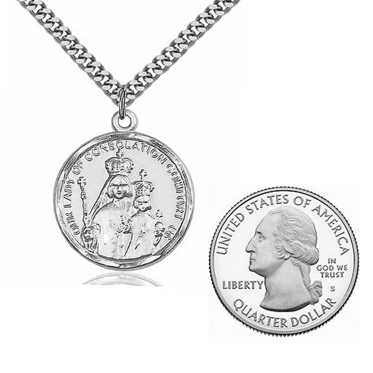 Sterling Silver Our Lady of Consolation Pendant 0038SS24S
