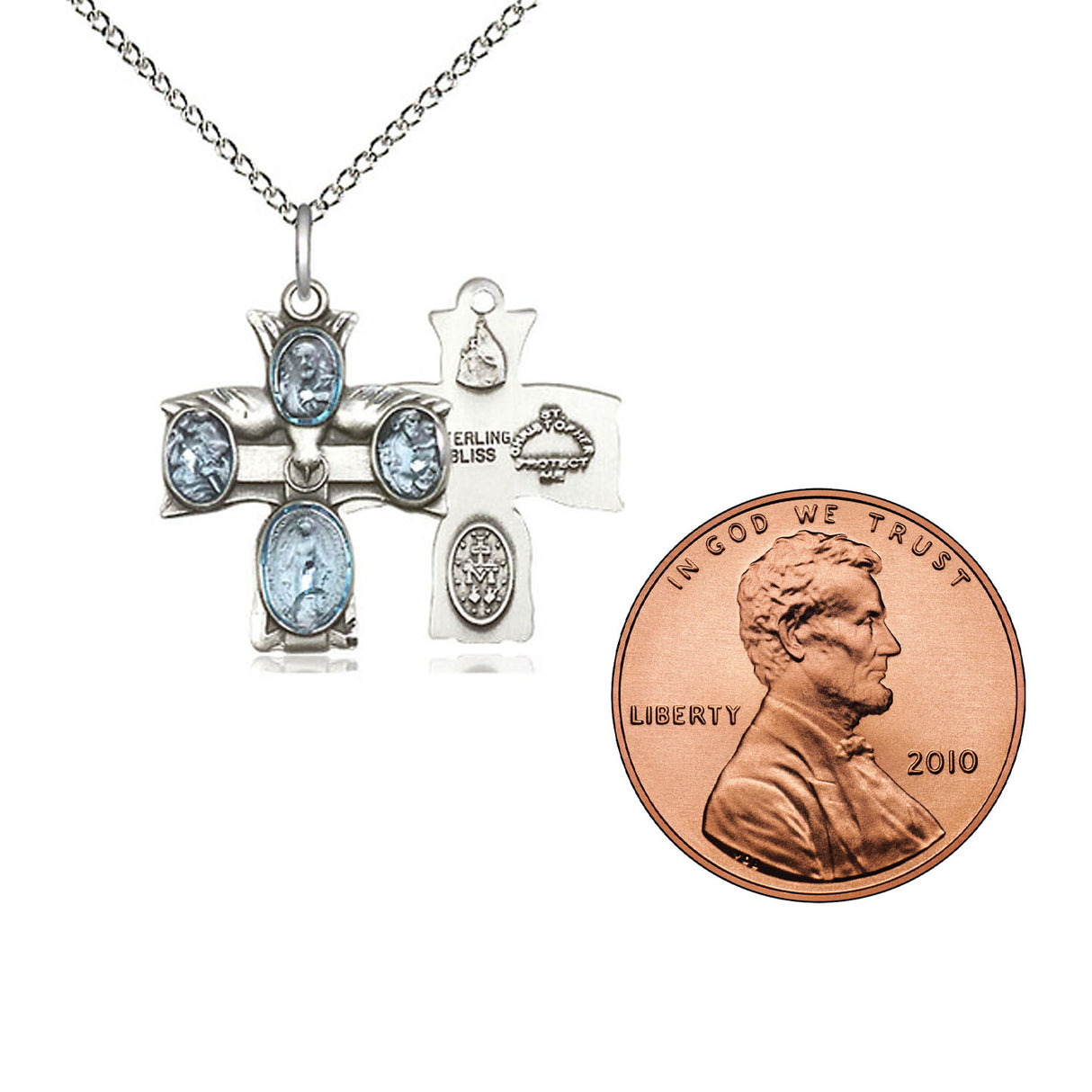 Sterling Silver 4-Way Pendant with Blue Overlay 0049ESS8SS