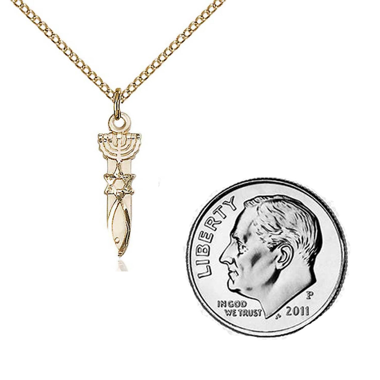 Gold Filled Menorah Star Fish Pendant 0062GF18GF