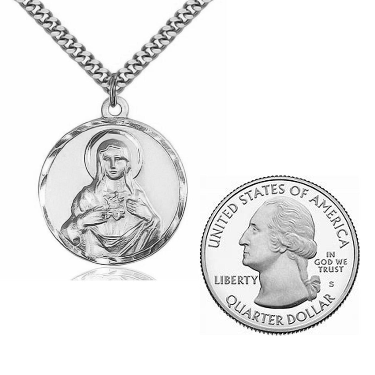 Sterling Silver Immaculate Heart of Mary Pendant no. 0068SS/24S