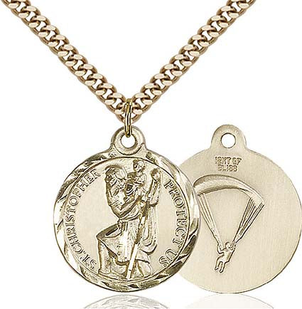 Gold Filled St. Christopher Paratrooper Pendant