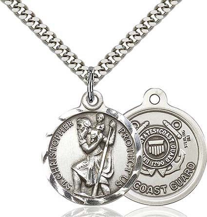 Sterling Silver St. Christopher Coast Guard Pendant 0192SS3/24S