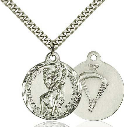 Sterling Silver St. Christopher Paratrooper Pendant 0192SS7/24S