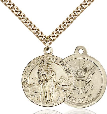 Gold Filled St. Joan of Arc Navy Pendant
