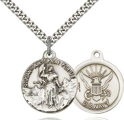 Sterling Silver St. Joan of Arc Pendant with Navy Seal