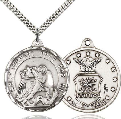 Large Sterling Silver St. Michael / Air Force Pendant