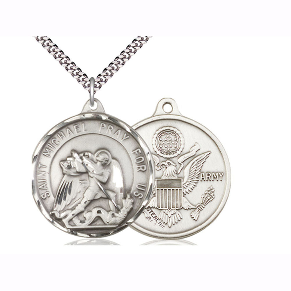 Large Sterling Silver St. Michael / Army Pendant