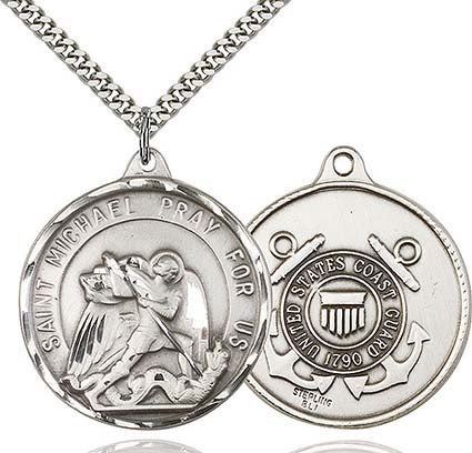 Large Sterling Silver St. Michael / Coast Guard Pendant