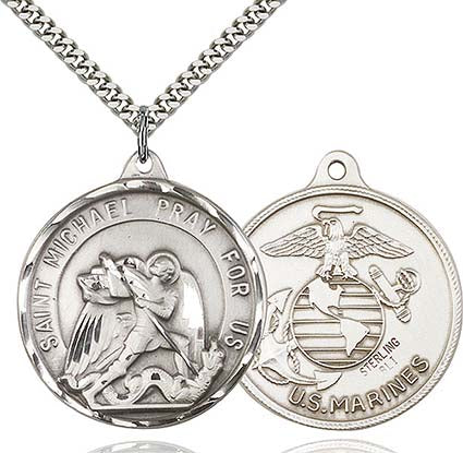 Sterling Silver St. Michael / Marines Pendant