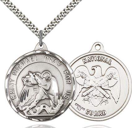 Large Sterling Silver St. Michael / National Guard Pendant