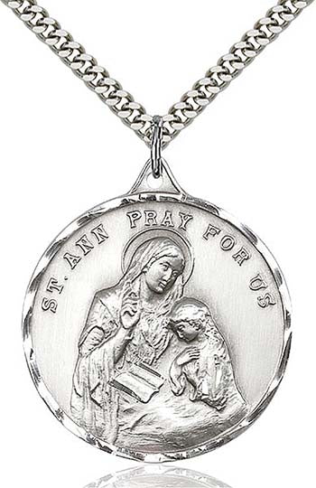Extra Large Sterling Silver St. Ann Pendant - 0203ASS/24S