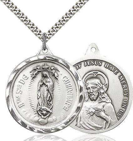 Sterling Silver Our Lady of Guadalupe with SHJ - 0203FSS/24S