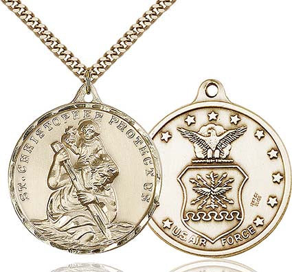 Gold Filled Gold St. Christopher / Air Force Medal