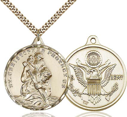 Gold Filled Gold St. Christopher / Army Medal