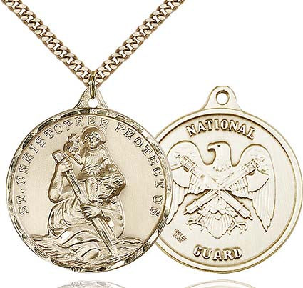 Gold Filled Gold St. Christopher / National Guard Medal