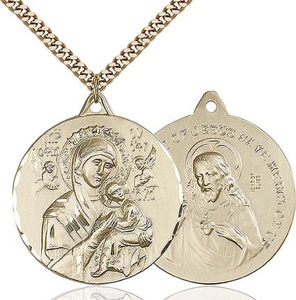 Gold Filled Our Lady of Perpetual Help & SHJ Pendant