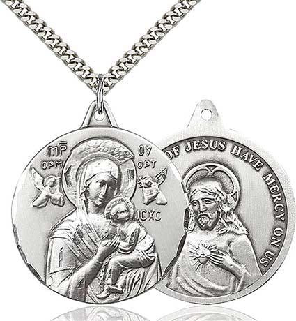 Sterling Silver Our Lady of Perpetual Help & SHJ Pendant 0203HSS/24S