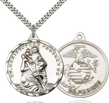 Sterling Silver St. Christopher Marines Pendant 0203SS4/24S
