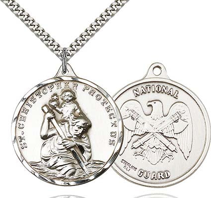 Large Sterling Silver St. Christopher National Guard Pendant 0203SS5/24S