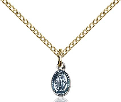 Gold over Sterling Baby Miraculous Pendant - Blue - 0205