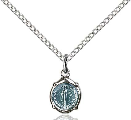 Small Sterling Miraculous Pendant with Blue 0206MSS/18SS