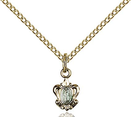 Gold Plated Sterling & Enameled Miraculous Pendant 0211PLGF/18GF
