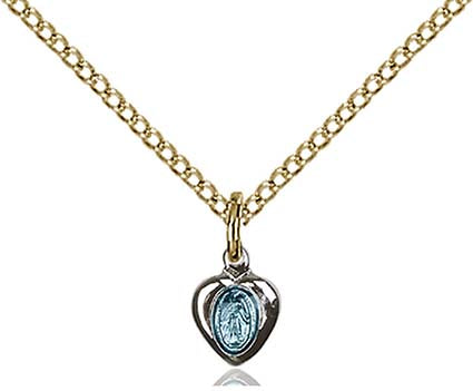 Gold over Sterling Blue Baby Miraculous Pendant 0217BSSG/18GF