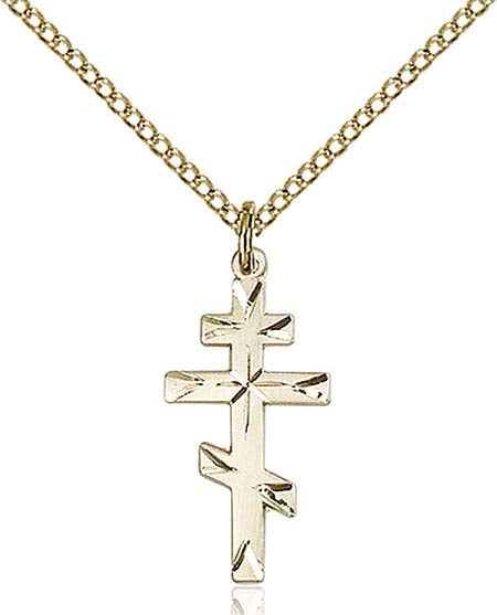 Gold Filled Orthodox Cross with Diamond Cuts Pendant 0250GF/18GF