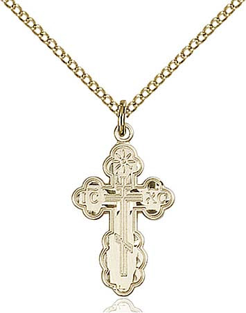 Gold Filled Orthodox St. Olga Cross Pendant for Ladies 0256GF/18GF
