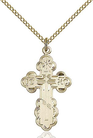 Gold Filled Orthodox St. Olga Cross Pendant - Medium