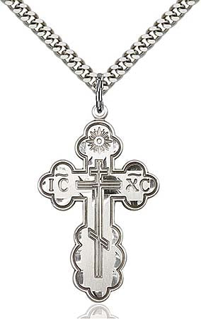 Sterling Silver St. Olga Orthodox Cross Pendant - Large
