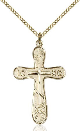 Gold Filled Golgotha Orthodox Cross Pendant  0263GF/18GF