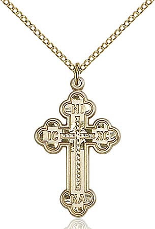 Gold Filled Russian Orthodox Cross Pendant - Medium