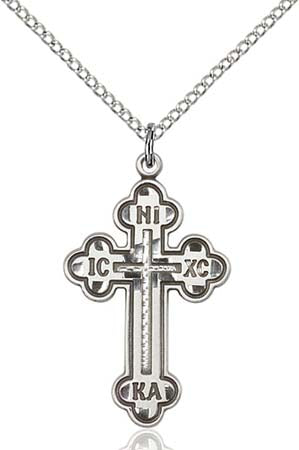 Sterling Silver Russian Cross Pendant - Medium