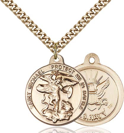 Gold Filled St Michael the Archangel Navy Pendant 0344GF6