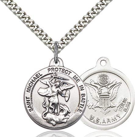 Sterling Silver St. Michael Army Medal Pendant 0344SS2/24S