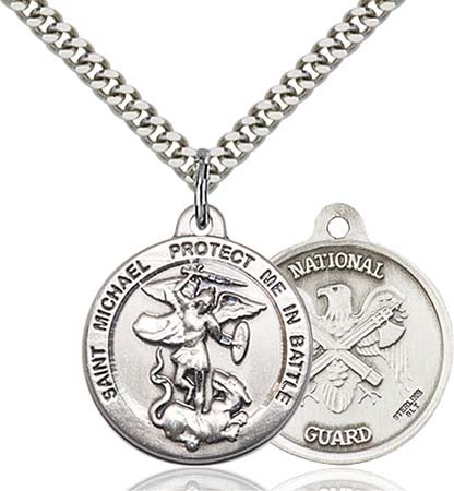 Sterling Silver St. Michael the Archangel National Guard Medal 0344SS5/24S