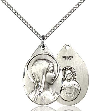 Sterling Silver Teardrop Shaped Sorrowful Mother Pendant 0599SS/18SS