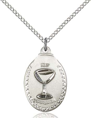 Sterling Silver Oval First Communion Pendant 0599WSS/18SS
