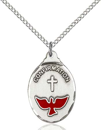 Sterling Silver Confirmation Pendant with Red Dove 0599XSS/18SS
