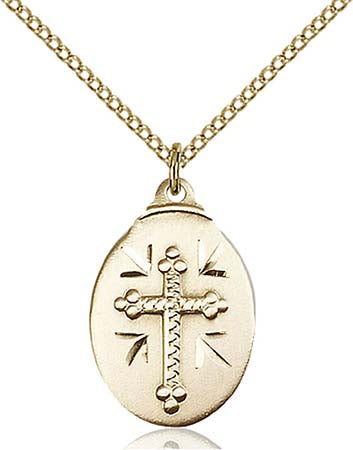 Gold Filled Oval Cross Pendant 0599YGF/18GF