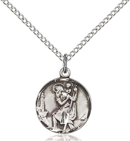 Sterling Silver St. Christopher Round Medal Pendant 0601CSS/18S