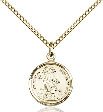 Gold Filled Round Guardian Angel Pendant 0601EGF/18GF