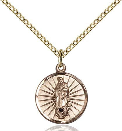 Gold Filled Round Our Lady of Guadalupe Pendant - 0601FGF/18GF