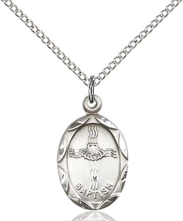 Sterling Silver Oval Baptism Pendant 0612BASS/18SS