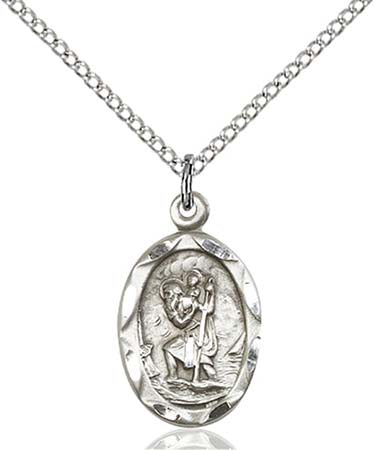 Sterling Silver Oval St. Christopher Pendant 0612CSS/18SS