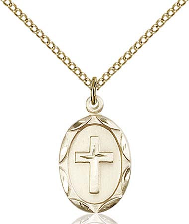 Gold Filled Oval Cross Pendant 0612YGF/18GF